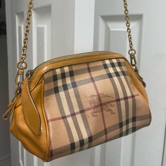 Burberry Haymarket Mini Blaze Mustard Leather Small Crossbody Bag - Picture 6 of 8